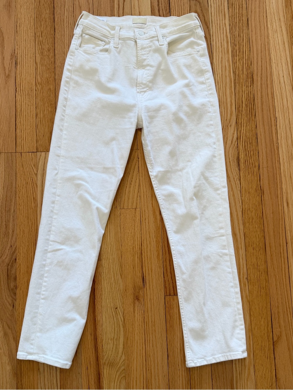 MOTHER High Waisted Rider Ankle white jeans